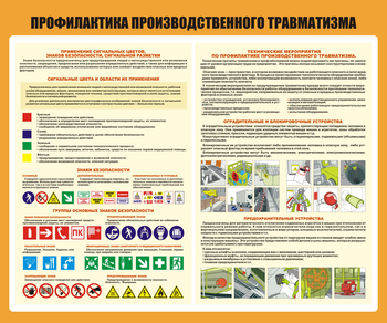 Стенд С210 Профилактика производственного травматизма(1200х1000 мм) - Стенды - Стенды по охране труда - Магазин охраны труда ИЗО Стиль