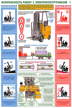 ПС50 Безопасность работ с электропогрузчиками (ламинированная бумага, А2, 2 листа) - Плакаты - Безопасность труда - Магазин охраны труда ИЗО Стиль
