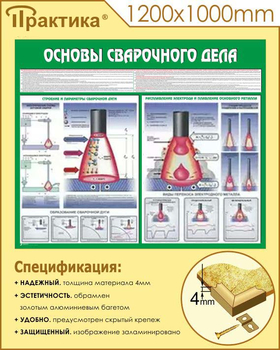 C35 Стенд основы сварочного дела (1200х1000 мм, пластик ПВХ 3 мм, алюминиевый багет золотого цвета) - Стенды - Тематические стенды - Магазин охраны труда ИЗО Стиль